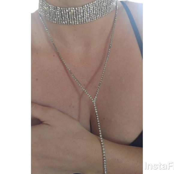 Stunning Diamond Choker with Drop Chain - Picture 7 of 7